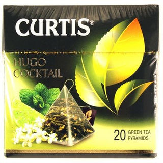 Чай зеленый Кертис Хьюго Коктейль со вкусом бузины лайма и мяты 20 пирамидок
